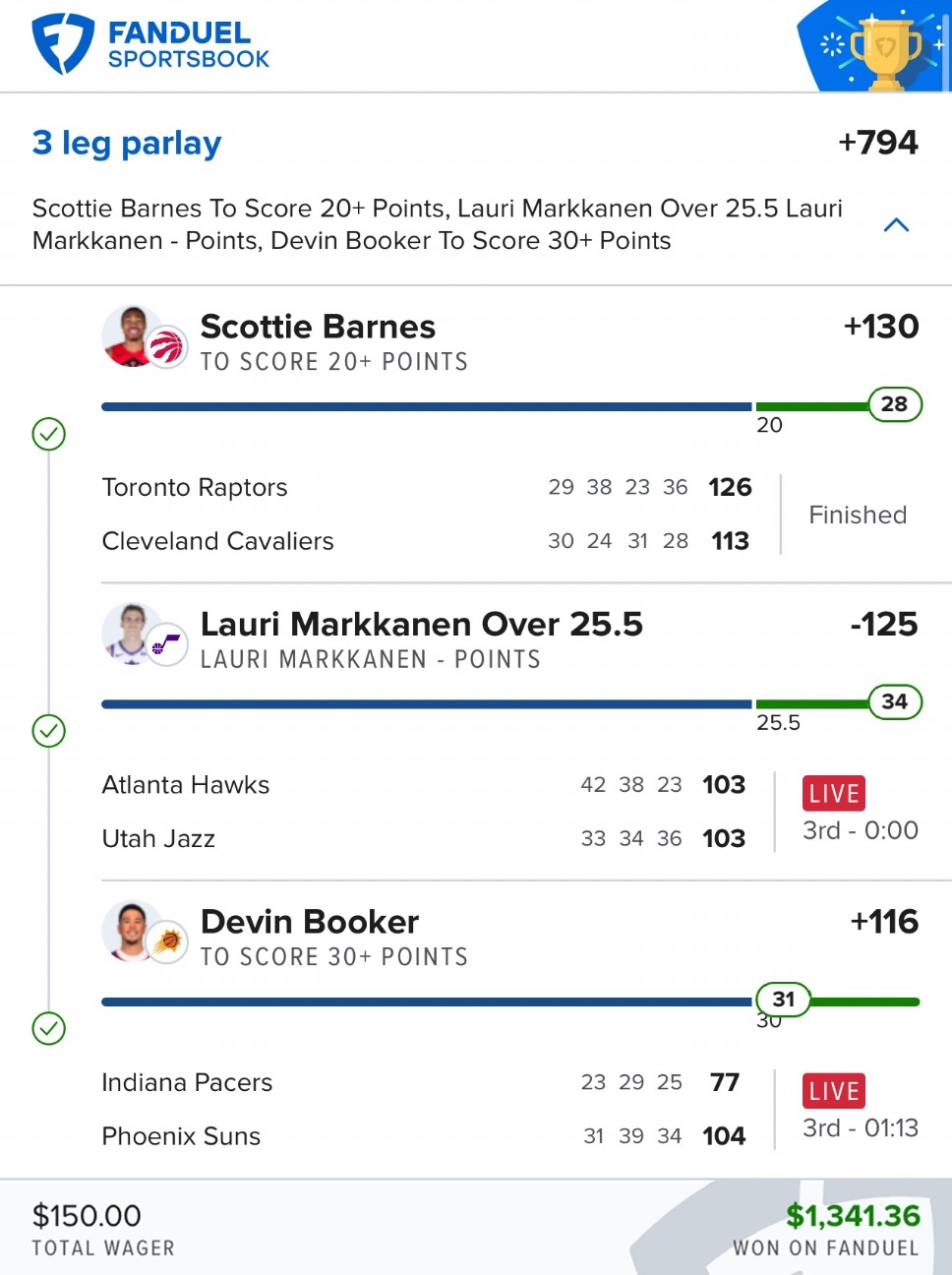 Winning slip